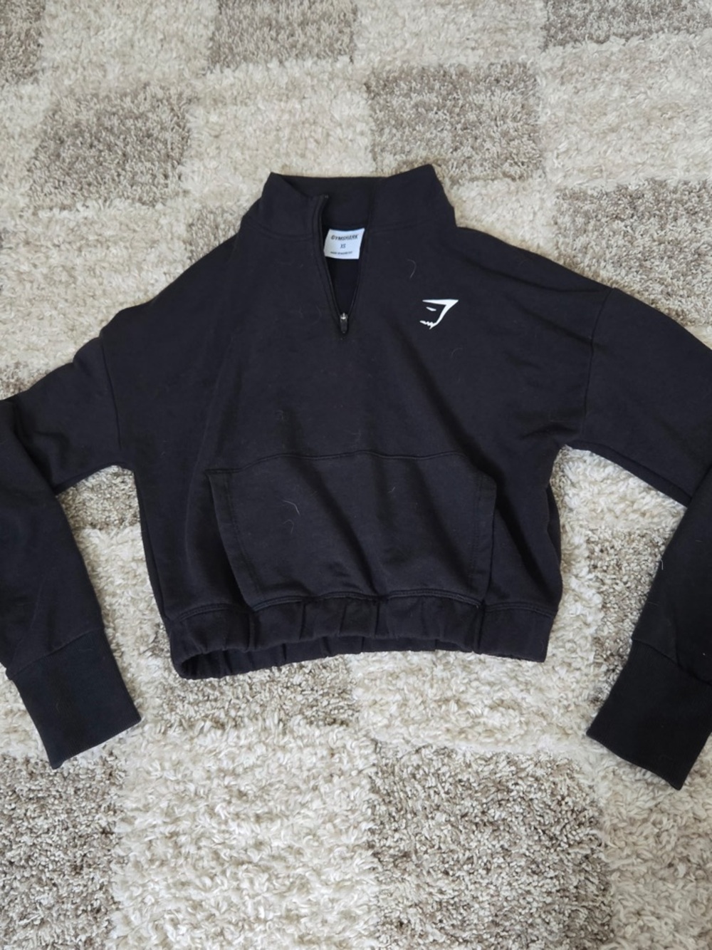 Gymshark Black Cropped Quarter Zip Sweater